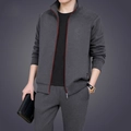 Survêtement décontracté gris pour homme avec veste à col montant et pantalon assorti - M / gris foncé