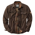 Herren Bikerjacke aus schwerem Baumwoll-Canvas in Dunkelbraun mit Karo-Futter - M / Kaffeebraun