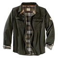 Schwere olivgrüne Baumwoll-Motorradjacke mit braunem Karofutter und Brusttaschen - M / Armeegrün