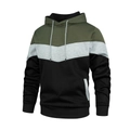 Men's loose color-block camo hoodie in olive green, light grey, and black patchwork - S / Army Green-Black