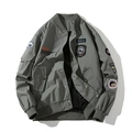Graue Unisex MA1 Bomberjacke mit Aerospace-Stickerei und Flieger-Aufnähern im Trend - S / Grün Einzelmodell