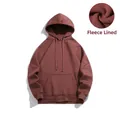 Sweat à capuche épais pour hommes en marron avec doublure polaire et poche frontale - Café Doublé Polaire / S