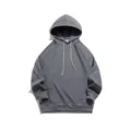 Sweat à capuche gris pour homme coupe décontractée avec poche kangourou et épaules tombantes - S / Gris Fer