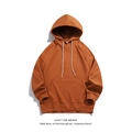 Sweat à capuche épais orange caramel classique avec cordon blanc et poche kangourou - Caramel / S