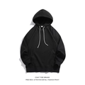 Sweat à capuche noir surdimensionné pour hommes avec cordons blancs et poche kangourou - Noir / S
