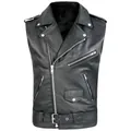 Sleek black faux leather biker vest with asymmetrical zipper and adjustable belt - 3XL / Black Vest