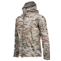 Waterproof softshell camouflage hooded tactical jacket with fleece lining and multi-pockets - S / CP Camouflage
