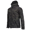 Waterproof softshell shark skin camouflage tactical jacket with hood and fleece lining - S / Dark Night Camouflage
