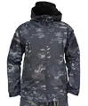 Dettaglio della giacca softshell tattica mimetica notturna con inserti in velcro - S / Mimetico Notte Oscura