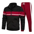 Chándal de hombre con diseño de bloques de color burdeos y negro, chaqueta y pantalón set - S / Negro