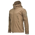 Τακτικό softshell μπουφάν με κουκούλα σε καφέ χρώμα για πεζοπορία και εξωτερικούς χώρους - S / Χακί