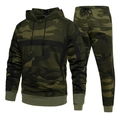 Herren Camouflage Trainingsanzug mit Kapuzenpullover und Jogginghose in Waldtarnfarben - S / Armeegrün
