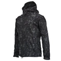 Tactical softshell hooded jacket featuring black python camouflage and velcro patches - S / Black Python Pattern Camo