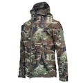 Waterproof woodland camo tactical softshell jacket with hood and multiple zipper pockets - S / Woodland Camouflage