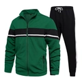 Chándal de hombre verde oscuro con chaqueta color block y pantalones negros - S / Verde