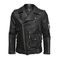 Veste de motard homme en similicuir noir avec fermetures éclair et ceinture ajustée - XS / Noir
