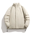 Veste matelassée beige minimaliste avec col montant et cordon de serrage réglable à l'ourlet - M / Kaki