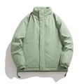 Minimalist mint green puffer jacket with stand collar and drawstring hem for men - M / Bean Green