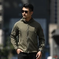 Army green tactical softshell jacket with hood and multiple zipper pockets for men - S / Army Green (Thin)