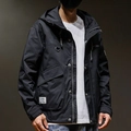 Veste cargo noire à capuche pour homme avec patch SPACE et design fonctionnel - M / Noir
