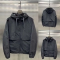 Men's dark gray hooded cargo jacket with minimalist design and windproof fabric - S / Black