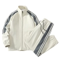 Herren Freizeit-Trainingsanzug in Off-White mit Reißverschlussjacke und Jogginghose - M / Gebrochenes Weiß