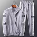 Survêtement réfléchissant pour hommes avec veste à col montant et pantalon gris lilas - M / Gris