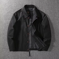 Men's business casual windbreaker jacket in slim fit black with a classic lapel collar - M / Black