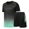 Herren Sport-Set mit schnelltrocknendem Gradient-T-Shirt und Shorts für das Lauftraining - M / Dunkelgrün
