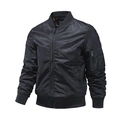 Giacca bomber MA1 nera classica con bordi a costine e fodera interna arancione - S / Standard / Nero