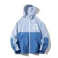 Veste pare-soleil en soie glacée pour hommes avec capuche, coupe-vent léger bleu bicolore - M / Bleu Denim