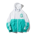 Veste d'été anti-UV en soie glacée pour hommes en style patchwork blanc et menthe - M / vert clair