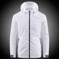Men's white lightweight hooded sun protection jacket with breathable ice silk fabric - M / White