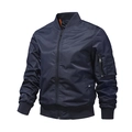 Chaqueta bomber MA-1 clásica azul oscuro con forro naranja y bolsillo en la manga - S / Estándar / Azul oscuro