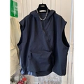 Men's black hooded vest featuring asymmetric zipper and metal chain street style - M / 0699 Asymmetrical Zipper-Black