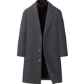 Classic dark grey men's knee-length wool coat with a notch lapel and single-breasted buttons - XS / Dark Gray