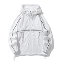 Veste à capuche blanche de protection solaire avec lignes contrastées noires et cordon de serrage - M / Blanc