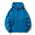 Veste à capuche unisexe bleu marine avec bordures blanches et cordon de serrage réglable - M / Bleu Force