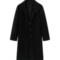 Classic men's black business long trench coat with a notch lapel and slim fit design - XS / Black