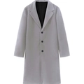 Classico cappotto in lana grigia da uomo con rever e bottoni neri su sfondo bianco - XS / Grigio chiaro