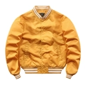 Ginger yellow varsity jacket with white striped ribbed trims and snap button closure - Yellow (Regular)
