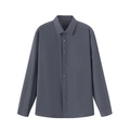 Classic dark grey men's stretch business shirt with a formal button-down long sleeve design - Dark Gray