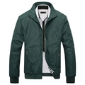 Veste décontractée homme vert foncé avec col montant, poches zippées et bords-côtes - M / Vert