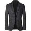 Slim fit men's single-breasted blazer in black and white tweed with notched lapel - M / Tops / Black