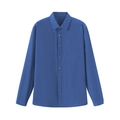 Navy blue men's four-way stretch business shirt with wrinkle-free fabric and classic fit - Blue