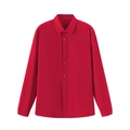 Formal red long-sleeve business shirt for men with classic collar and button-up front - Red