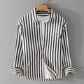 Men's black and white striped shirt with bubble texture and front pocket - M / Blue