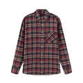 Camisa informal de manga larga para hombre con cuadros en rojo y negro y bolsillo frontal - Talla S (US) / Cuadros Rojos y Negros (Mixto)