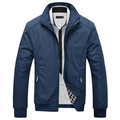 Veste décontractée bleu foncé pour hommes avec col montant et fermeture éclair en métal - M / Bleu foncé