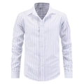 Men's business casual long sleeve striped shirt with classic lapel collar and US size M - S (US Size) / TW008 White